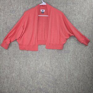 Old Navy Womens Open Front Cardigan Shrug Coral Medium Cotton Blend Lightweight